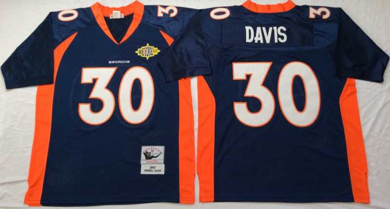 Broncos 30 Terrell Davis Navy M&N Throwback Jersey->nfl m&n throwback->NFL Jersey